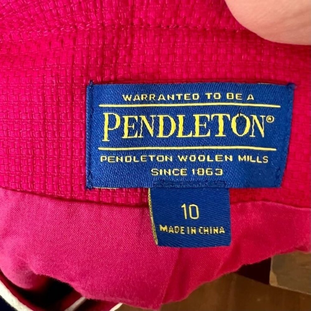 Pendleton Pink White Striped Button Front Long Sl… - image 5